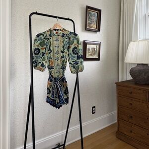 FARM Rio Floral Patterned Romper with Puff Sleeves